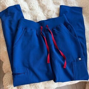 Figs Women's Blue Pants with Red Accents